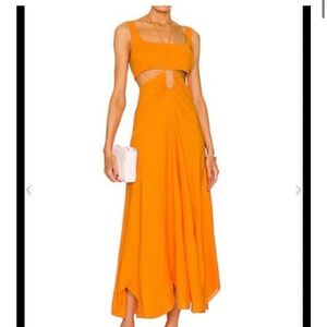 Elegant Orange Sleeveless Dress
